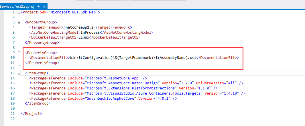 XML documentation setting